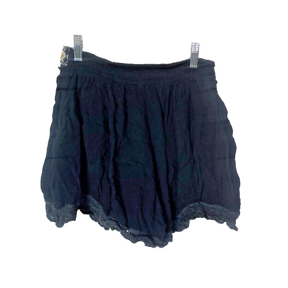 Free People Black Gauze Embroidered Lace Stretch Boho Shorts Womans Size Medium - Picture 2 of 8
